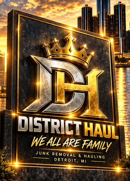 3D District Haul crowned DH logo artwork with Detroit skyline